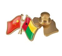 Broche Drapeau De La Chine Et De La Guinée-Bissau - Motif Géométrique Rétro, Badge D'Amitié Pour Hommes Et Femmes, Vestes, Chemises, Sacs À Dos, Cols, Badges, Boutons A