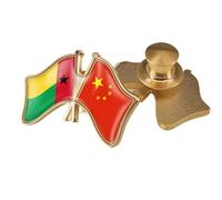 Broche Drapeau De La Chine Et De La Guinée-Bissau - Motif Géométrique Rétro, Badge D'Amitié Pour Hommes Et Femmes, Vestes, Chemises, Sacs À Dos, Cols, Badges, Boutons B