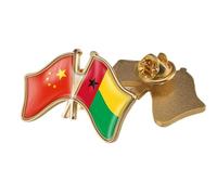 Broche Drapeau De La Chine Et De La Guinée-Bissau - Motif Géométrique Rétro, Badge D'Amitié Pour Hommes Et Femmes, Vestes, Chemises, Sacs À Dos, Cols, Papillons A
