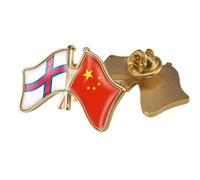 Broche Drapeau De La Chine Et Des Îles Féroé - Motif Géométrique Rétro, Badge D'Amitié Pour Hommes Et Femmes, Vestes, Chemises, Sacs À Dos, Cols, Badges B