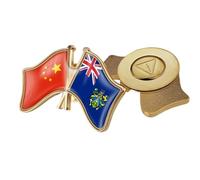 Broche Drapeau De La Chine Et Des Îles Pitkyn - Badge D'Amitié Imprimé Drapeau Géométrique Rétro Pour Hommes Femmes Patriotiques Vestes Chemises Sacs À Dos Col Badge Magnétique A