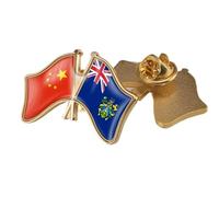 Broche Drapeau De La Chine Et Des Îles Pitkyn - Motif Géométrique Rétro, Badge D'Amitié Pour Hommes Et Femmes, Vestes, Chemises, Sacs À Dos, Cols, Papillons A