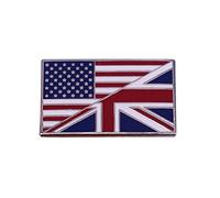 Broche drapeau de l'amitié britannique et américaine - Royaume-Uni de Grande-Bretagne - USA d'Amérique - Union Jack - Combinaison de drapeaux britanniques et américains - Épingle en émail dur - Combinaison de badges en forme de drapeaux - Convient pour chapeaux, vestes, sacs en toile, Métal, Sans pierre précieuse