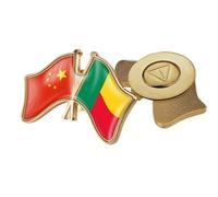 Broche Drapeau De L'Amitié Chine-Bénin - Nouveauté Patriotique Drapeau Imprimé Cristal Drapeau Épinglette Badges, Drapeau Broches Broche Souvenir Cadeau Pour Hommes Femmes Magnétique A