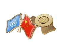 Broche Drapeau De L'Amitié Chine-Onu - Nouveauté Patriotique Drapeau Imprimé Cristal Drapeau Épinglette Badges, National Agitant Drapeau Épingles Magnétique B