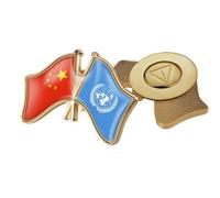 Broche Drapeau De L'Amitié Chine-Onu - Nouveauté Patriotique Drapeau Imprimé Cristal Drapeau Épinglette Badges, National Agitant Drapeau Épingles Magnétique A