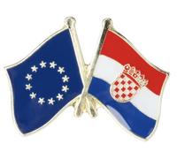 Broche drapeau de l'amitié Union européenne Croatie en métal, 25mm Wide 20mm High, Aluminium