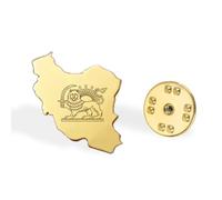 Broche drapeau de l'Iran en vrac en acier inoxydable Stell vieux lion iranien persan soleil et couronne broche patrimoine bijoux vêtements accessoires souvenirs série badge cadeaux, Medium, Acier