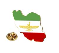 Broche drapeau de l'Iran en vrac en acier inoxydable Stell vieux lion iranien persan soleil et couronne broche patrimoine bijoux vêtements accessoires souvenirs série badge cadeaux, Moyen, Acier