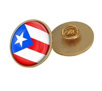 Broche Drapeau De Porto Rico - Broche Fantaisie Classique Avec Drapeau En Cristal, Style National Patriotique, Accessoire De Mode Pour Vêtements De Mariage Rond