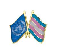 Broche drapeau des Nations Unies et de la fierté transgenre en émail - 2,5 cm x 1,9 cm Drapeau croisé Badge pour l'égalité et l'inclusivité