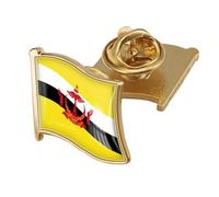 Broche Drapeau Du Brunei Darussalam - Badge Simple Et Rétro À Imprimé Géométrique Pour Homme Et Femme, Idéal Pour Le Col Ou La Personnalité