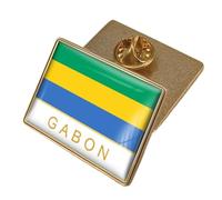 Broche Drapeau Du Gabon - Badge Géométrique De Style National, Accessoires Fantaisie Vintage, Emblème National, Épinglette Pour Hommes Et Femmes