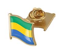 Broche Drapeau Du Gabon - Style Géométrique National, Accessoire Vintage Fantaisie, Emblème National, Épinglette Pour Homme Et Femme