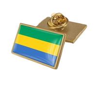 Broche Drapeau Du Gabon - Style National Géométrique, Accessoire Vintage Fantaisie, Emblème National, Épinglette Rectangulaire Pour Homme Et Femme