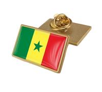 Broche Drapeau Du Sénégal - Style National Géométrique, Accessoire Vintage Fantaisie, Emblème National, Épinglette Rectangulaire Pour Homme Et Femme