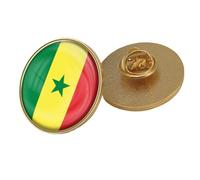 Broche Drapeau Du Sénégal - Style National Géométrique, Accessoire Vintage Fantaisie, Emblème National, Épinglette Ronde Pour Homme Et Femme