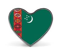 Broche Drapeau Du Turkménistan Épinglette Créative En Forme De Carré De Cercle Cœur Souvenir Patriotique De Style National Accessoire Fantaisie Unisexe