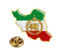 Broche drapeau Iran - Bijou Ancien Orné d'un Animal et du Soleil | Pin de Revers Iranien en Acier Inoxydable au Design Patriotique - Pour Hommes Femmes Sac à Dos Sac Cabane Veste Chapeau Manteau