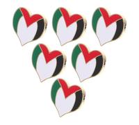 Broche Drapeau Palestine Cœur Badge 6 Pièces en Alliage