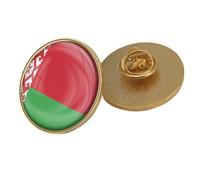 Broche Drapeau Patriotique Biélorusse - Broche Fantaisie En Cristal Imprimé Drapeau Patriotique, Épingle À Cravate Ronde Créative Et Géométrique, Accessoire De Badge