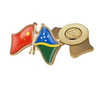 Broche Drapeau Patriotique Chine-Îles Salomon - Broche Carrée Vintage À Imprimé Drapeau, Style Ethnique, Pour Sac À Dos, Chapeaux, Épingles Rigides, Badges, Accessoires Pour Hommes Et Femmes