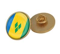 Broche Drapeau Patriotique De Saint-Vincent-Et-Les Grenadines - Broche Carrée Vintage Avec Texte Et Drapeau Imprimé, Accessoires Pour Sacs À Dos, Chapeaux, Badges Ronds De Style Ethnique