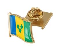 Broche Drapeau Patriotique De Saint-Vincent-Et-Les Grenadines - Broche Carrée Vintage Avec Texte Et Drapeau Imprimé, Accessoires Pour Sacs À Dos, Chapeaux, Badges De Style Ethnique