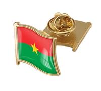 Broche Drapeau Patriotique Du Burkina Faso - Broche Carrée Vintage Avec Texte Imprimé Drapeau, Style Ethnique, Sac À Dos, Chapeaux, Accessoires, Badges, Broches Rigides Pour Homme Et Femme