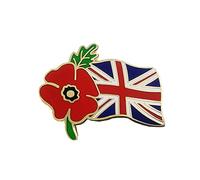 Broche drapeau Union Jack coquelicot rouge avec inscription « Lest We Forget Remembrance Day », Métal