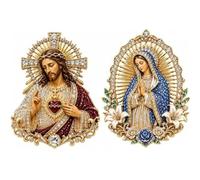Broche Du Sacré-CœUr De JéSus Broche Du Sacré-Cœur De Jésus, Épinglette Catholique, Et La Vierge Marie, 2 Pièces(Mix)