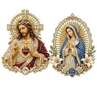 Broche Du Sacré-Cœur De Jésus, Épinglette Catholique, Épingle Religieuse En Cristal Vintage Sertie De La Vierge Marie for Le Baptême, La Première Communion(Style 1+Style 2)