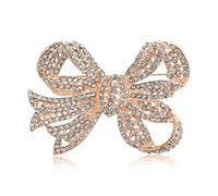 Épingle De Style Vintage Victorien pour Les Mariages d'hiver Les Fêtes De Fin D'Année La Mode Nuptiale en Cristal Pavé Blanc La Grande Déclaration Le Ruban en Filigrane Le Noeud De Ruban Plaqué Rose