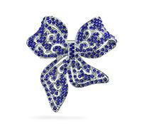 Broche Écharpe Nœud Ruban Filigrane Grand Énoncé Mode Nuptiale Cristal Scintillant Aqua De Mariage D'Hiver Pour Femmes Plaqué Argent