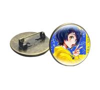 Broche EGG Priority en bronze argenté avec cabochon en verre Ohto Ai Anime Figure Badges Vêtements Sac à dos Décoration Cadeau, Verre