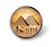 Broche Égypte antique pour homme, motif flamant rose et feuilles, joli badge en émail, en alliage d'aluminium, pour chapeaux, chemises, sacs, vestes et accessoires (boutons ronds de 2,5 cm)