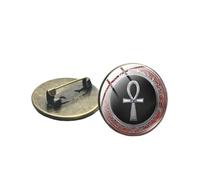 Broche égyptienne Ankh Crucifix Pharaon Symbole de l'Égypte ancienne Civilisation Art Motif Cabochon en Verre Épinglettes Icône Badges Cadeau