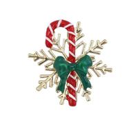 Broche élégante avec flocons de neige Sucre d'orge Motif Alliage Coffre de Noël Bijoux pour tenue de vacances et cadeau Accessoires de vacances pour femmes