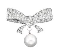 Broche élégante avec nœud en strass Bijoux faits à la main Alliage pour un usage quotidien Épinglette avec strass Alliage, taille unique, comme décrit