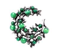Broche élégante en agate verte pour femmes tendance designs rétro accessoire en alliage robuste pour femmes tendance vêtements décontractés quotidiens designs antiques épinglette agate