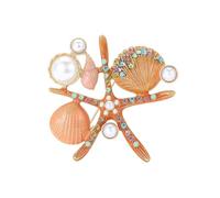 Broche élégante en alliage avec cristaux en forme d'étoile de mer cloutée, parfaite pour les bureaux ou les fêtes, One Size, Comme décrit