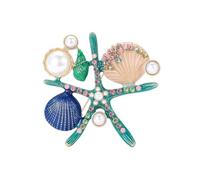 Broche élégante en alliage avec cristaux en forme d'étoile de mer cloutée, parfaite pour les bureaux ou les fêtes, One Size, Comme décrit