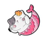 Broche élégante en alliage avec motif chats et sirènes pour décoration de sac à dos pour amis, enfants, occasions festives