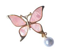 Broche élégante en alliage avec perles en forme de papillon et gouttes d'eau pour robes, manteaux, taille unique, Comme décrit