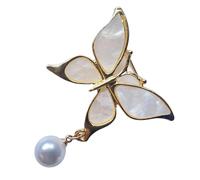 Broche élégante en alliage avec perles en forme de papillon et gouttes d'eau pour robes, manteaux, taille unique, Comme décrit