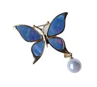 Broche élégante en alliage avec perles en forme de papillon et gouttes d'eau pour robes, manteaux, taille unique, Comme décrit