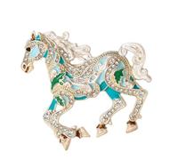 Broche élégante en alliage de zinc avec cristaux brillants et émail en forme d'animal pour un look tendance accessoire de cheval, One Size, Comme décrit