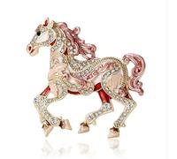 Broche élégante en alliage de zinc avec cristaux brillants et émail en forme d'animal pour un look tendance accessoire de cheval, One Size, Comme décrit