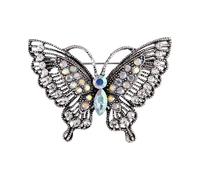 Broche élégante en alliage robuste en forme de papillon avec strass pour mariage, anniversaire, Noël, célébration, tenue vintage en alliage, taille unique, Comme décrit