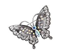 Broche élégante en alliage robuste en forme de papillon avec strass pour mariage, anniversaire, Noël, tenue de festival, chapeau papillon, taille unique, Comme décrit